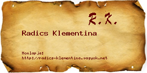 Radics Klementina névjegykártya